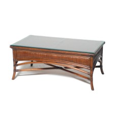 Rattan Lanza Coffee Table Brown With Glass