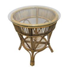 Natural Rattan Adam Table Clear Glass