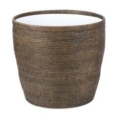 Woven Grey Rattan Victoria Table Clear Glass