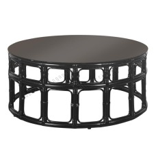 Black Rattan Alvaro Round Table Black Glass