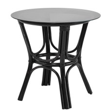 Black Rattan Patricia Side Table Black Glass