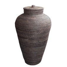 Woven Rattan Flower Vase Antique Brown 120 cm