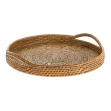 Woven Round Rattan Serving Tray Natural 45 cm