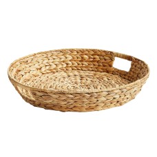 Round Water Hyacinth Serving Tray Natural 45 cm