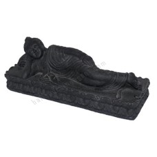 Concrete Fiber Black Sleeping Buddha Statue 25 cm