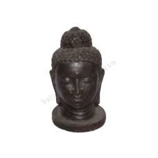 Terracotta Buddha Head Statue Dark Brown 30 cm