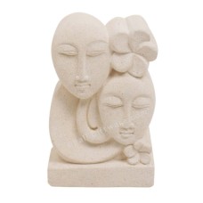 Balinese Couple Faces Sandstone Sculpture 15 cm