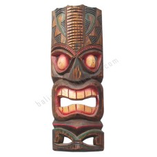 Wooden Carved TIKI Mask Red Brown Green 100 cm