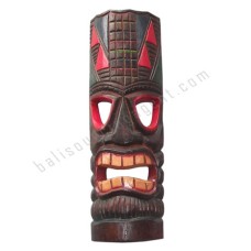 Wooden Carved TIKI Mask Brown Red 100 cm