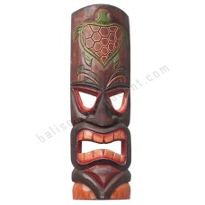 Wooden Carved Brown TIKI Mask Turtle Motif 100 cm