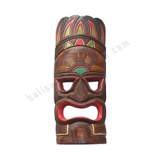 Wooden TIKI Mask Brown Red Black Green 50 cm