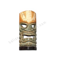 Wooden TIKI Mask Black Grey Brown Painted 30 cm