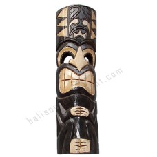 Wooden Carved TIKI Mask Black White Painted 100 cm