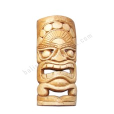 Wooden Carved TIKI Mask Beige Painted 30 cm