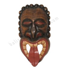 Wooden Carved TIKI Face Brown Red Painted 40 cm