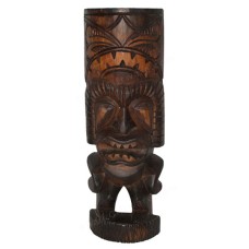 Dark Brown Tiki God Totem Statue 40 cm