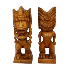 Wooden Tiki God Totem Sculpture Set 30 cm