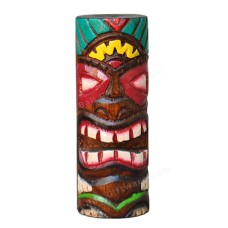 Hawaiian Style Tiki Totem Green Leaf Motif 20 cm