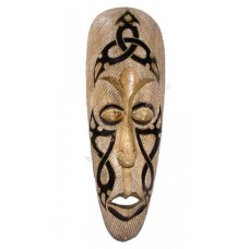 Wooden African Mask Carved Black White Dots 45 cm