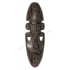 Wooden Carved Primitive Mask Antique Black 50 cm