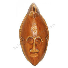 Wooden Tribal Mask Brown White Dots 30 cm