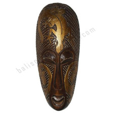 Wooden Carved Mask Gecko Antique Gold 35 cm