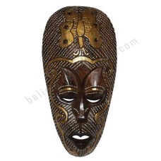 Wooden Carved Mask Butterfly Antique Gold 35 cm