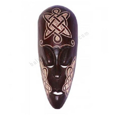 Wooden Carved African Mask Dark Brown 50 cm