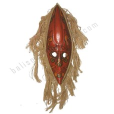 Wooden Red Primitive Mask Natural Hair 50 cm