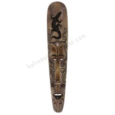 Wooden African Mask Carved Black Gecko 100 cm