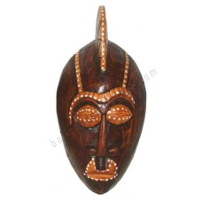 Wooden Dark Brown African Mask White Dots 30 cm