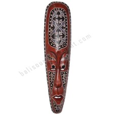 Wooden Painting Mask Red Black With Rattan 50 cm