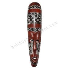 Wooden Mask Red Black Grey Painted 50 cm