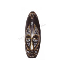 Wooden African Mask White Black Brown 30 cm