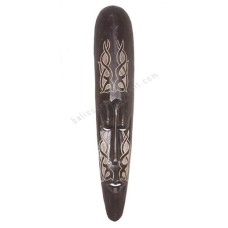 Wooden Black African Mask Carved Leaf 100 cm