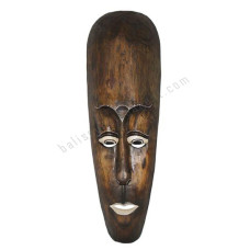 Wooden Carved Mask Antique Brown White 60 cm