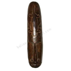 Wooden Carved Mask Antique Brown Gecko Motif 100 cm