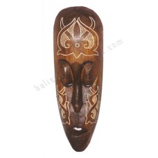 Wooden Burnt African Mask Carved Leaf 50 cm