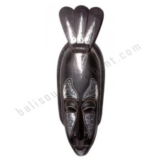 Wooden Black Silver Primitive Mask 50 cm