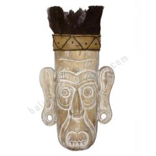 Wooden Primitive Mask White Wash 60 cm