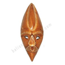 Wooden African Mask Brown White Dots 30 cm