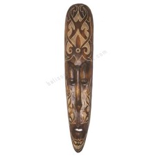 Wooden Burnt Tribal Mask Carved Leaf 100 cm