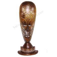 Wooden Carved African Mask On Base 65 cm