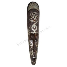 Wooden Carved Mask Dark Brown Silver 100 cm