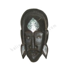 Wooden Carved Tribal Mask Black Silver 30 cm