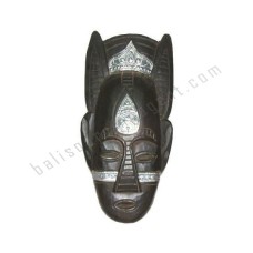 Wooden Primitive Mask Black Silver 35 cm