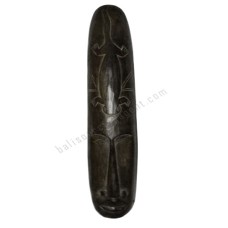 Wooden Carved Mask Antique Black Gecko Motif 100 cm