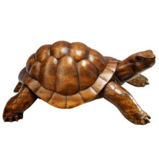 Wooden Brown Tortoise Sculpture 30 cm