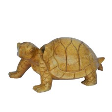 Wooden Turning Head Tortoise Sculpture 30 cm