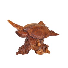 Wooden Sea Turtle On Base 20 cm